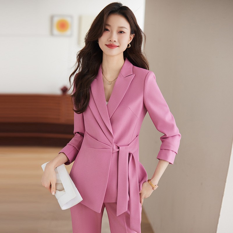 Elevate Authority with Grace: Pink Goddess Fan Suit Jacket — Where Professionalism Meets Poise
