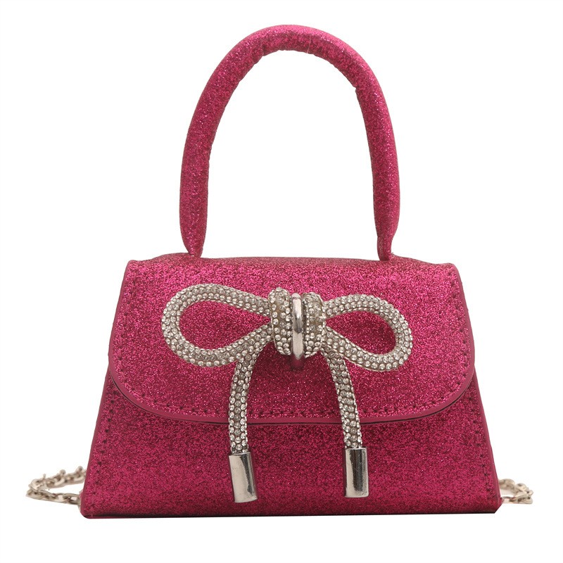 2026 Hot Selling: Mini Bling Chain Shoulder Crossbody Bag with Bow