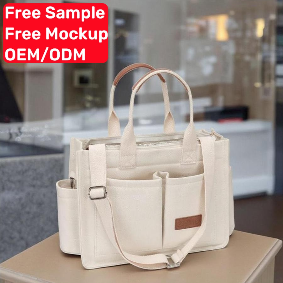 Factory Direct 2026 Purse Work Laptop Book Pocket Handbags Travel Nurse College Gift — All-In-One Crossbody Canvas Tote for Women