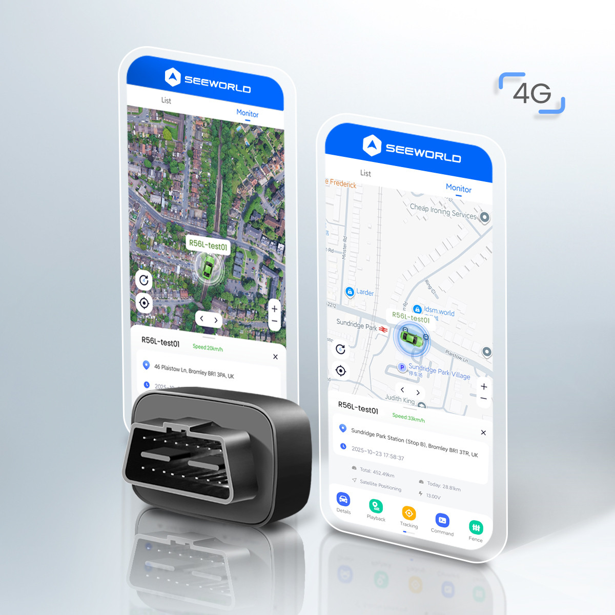 Free APP Voice Monitor Plug Play Mini GPS Locator Car Tracker OBD Vehicle Tracking Device 1-Year Warranty 2G Network Roof